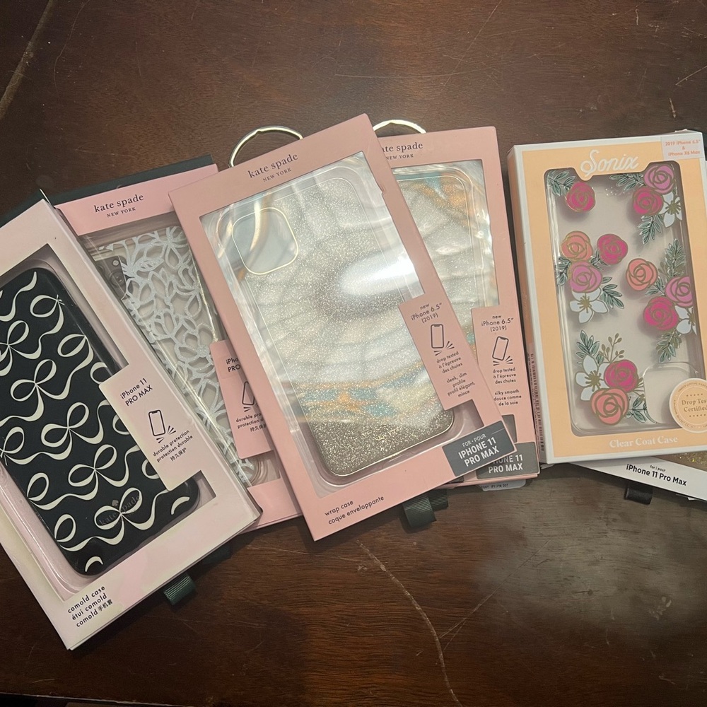 Lot of 6 brand name iPhone 11 Pro Max phone cases. Kate Spade, Case-Mate, Sonix.